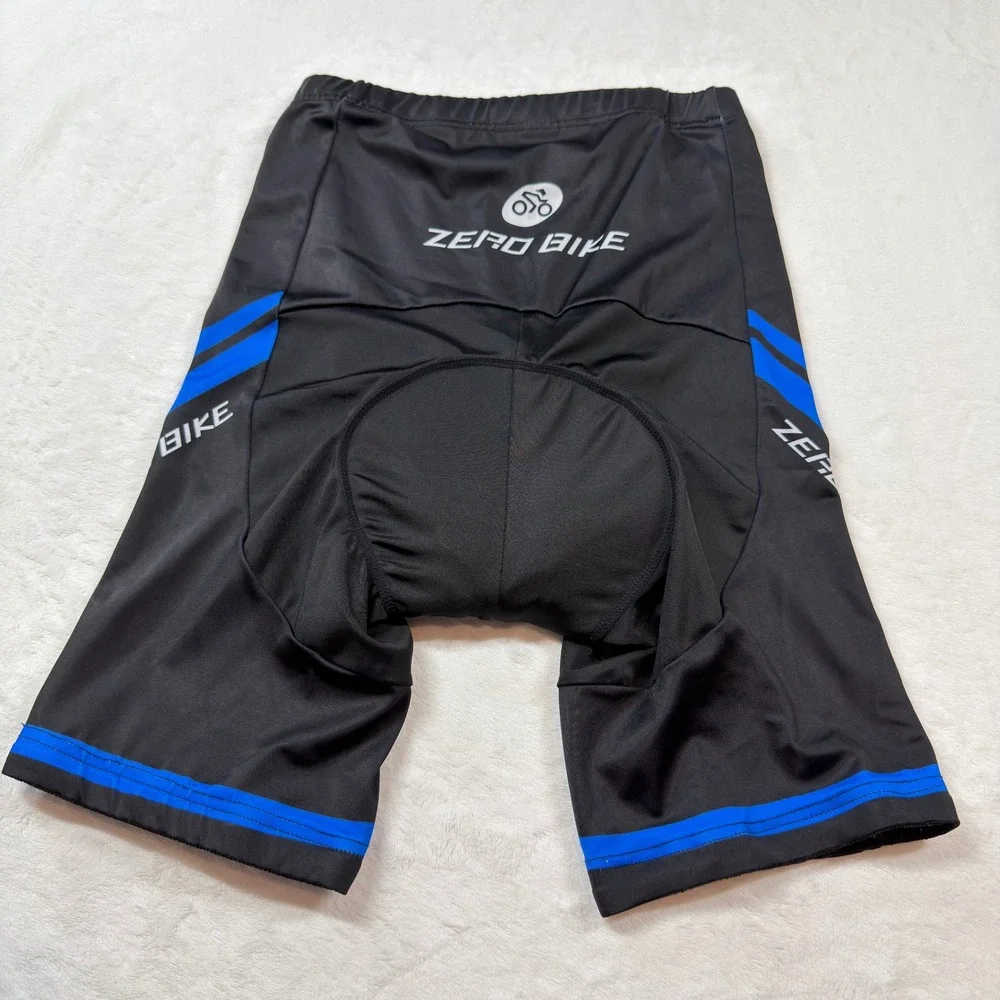 Zero Bike Padded Cycling Shorts Mens Large Black Blue Gel Padded‎ Good Condition